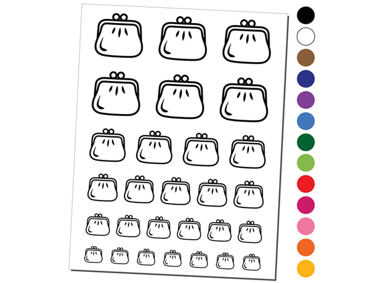 Coin Purse Temporary Tattoo Water Resistant Fake Body Art Set Collection